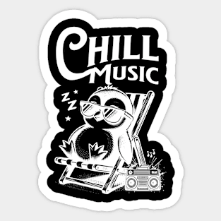 CHILL OUT MUSIC  - Penguin Chillax (White) Sticker